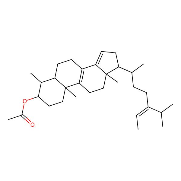 2D Structure of [(3S,4S,5S,10S,13R,17R)-4,10,13-trimethyl-17-[(Z,2R)-5-propan-2-ylhept-5-en-2-yl]-2,3,4,5,6,7,11,12,16,17-decahydro-1H-cyclopenta[a]phenanthren-3-yl] acetate
