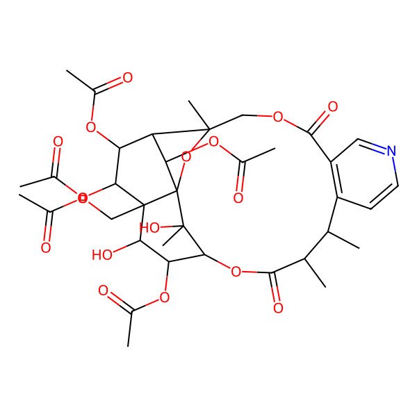 2D Structure of [(1S,3R,13S,14R,17S,18R,19R,20S,21S,22R,23R,24R,25S)-18,21,22,24-tetraacetyloxy-19,25-dihydroxy-3,13,14,25-tetramethyl-6,15-dioxo-2,5,16-trioxa-9-azapentacyclo[15.7.1.01,20.03,23.07,12]pentacosa-7(12),8,10-trien-20-yl]methyl acetate