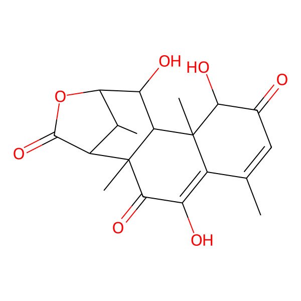 2D Structure of (1S,2R,9S,10R,11R,12R,13R,16R)-4,9,12-trihydroxy-2,6,10,16-tetramethyl-14-oxatetracyclo[11.2.1.02,11.05,10]hexadeca-4,6-diene-3,8,15-trione