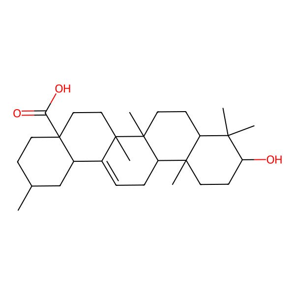 2D Structure of 10-hydroxy-2,6a,6b,9,9,12a-hexamethyl-2,3,4,5,6,6a,7,8,8a,10,11,12,13,14b-tetradecahydro-1H-picene-4a-carboxylic acid 2D Structure of 10-hydroxy-2,6a,6b,9,9,12a-hexamethyl-2,3,4,5,6,6a,7,8,8a,10,11,12,13,14b-tetradecahydro-1H-picene-4a-carboxylic acid
