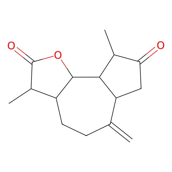 2D Structure of (3S,3aR,6aS,9R,9aS,9bR)-3,9-dimethyl-6-methylidene-3a,4,5,6a,7,9,9a,9b-octahydro-3H-azuleno[4,5-b]furan-2,8-dione