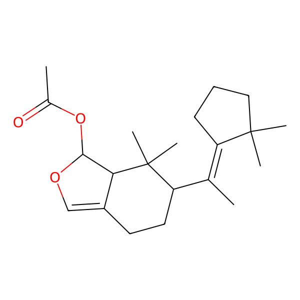 2D Structure of [(1R,6S,7aS)-6-[(1E)-1-(2,2-dimethylcyclopentylidene)ethyl]-7,7-dimethyl-4,5,6,7a-tetrahydro-1H-2-benzofuran-1-yl] acetate