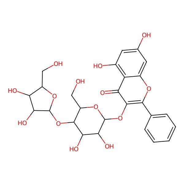 2D Structure of 3-[(2R,3S,4S,5R,6S)-5-[(2S,3R,4R,5R)-3,4-dihydroxy-5-(hydroxymethyl)oxolan-2-yl]oxy-3,4-dihydroxy-6-(hydroxymethyl)oxan-2-yl]oxy-5,7-dihydroxy-2-phenylchromen-4-one