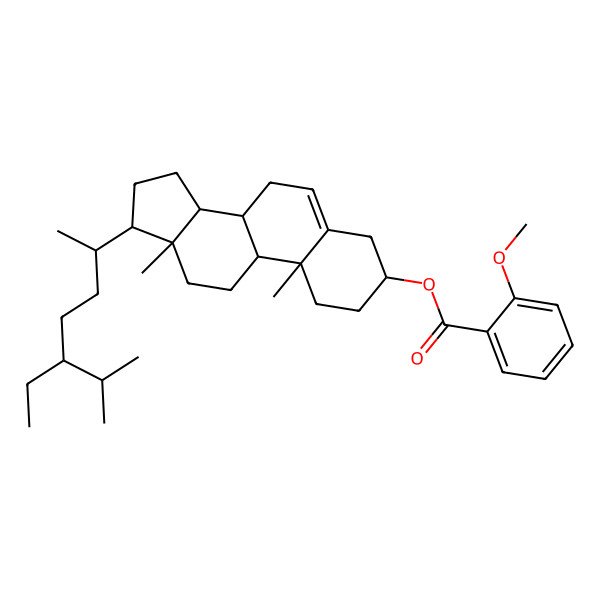 2D Structure of [(3S,8S,9S,10R,13R,14S,17S)-17-[(2R,5R)-5-ethyl-6-methylheptan-2-yl]-10,13-dimethyl-2,3,4,7,8,9,11,12,14,15,16,17-dodecahydro-1H-cyclopenta[a]phenanthren-3-yl] 2-methoxybenzoate