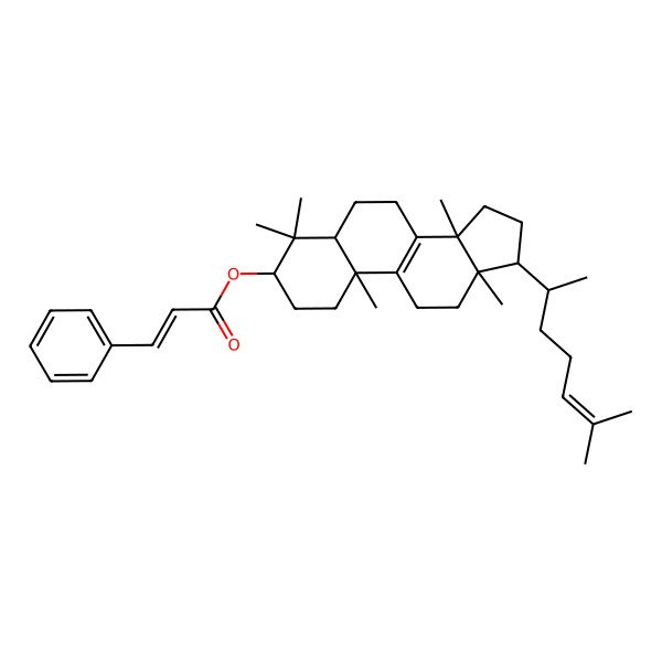 2D Structure of [(3S,5R,10S,13S,14S,17S)-4,4,10,13,14-pentamethyl-17-[(2R)-6-methylhept-5-en-2-yl]-2,3,5,6,7,11,12,15,16,17-decahydro-1H-cyclopenta[a]phenanthren-3-yl] (E)-3-phenylprop-2-enoate