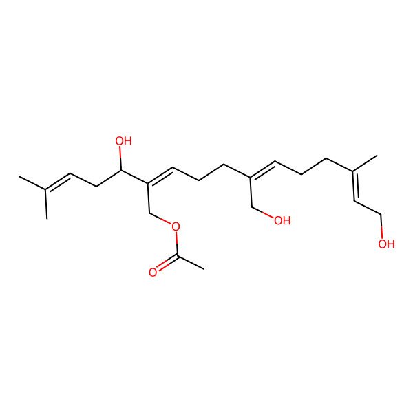 2D Structure of [12-Hydroxy-6-(hydroxymethyl)-2-(1-hydroxy-4-methylpent-3-enyl)-10-methyldodeca-2,6,10-trienyl] acetate