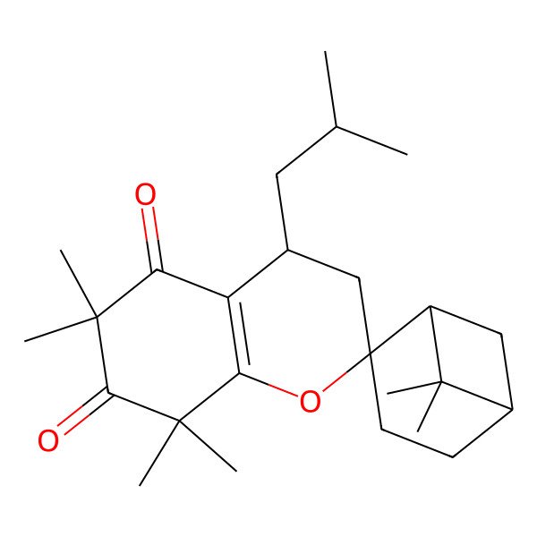 2D Structure of (1'R,2R,4R,5'R)-6,6,6',6',8,8-hexamethyl-4-(2-methylpropyl)spiro[3,4-dihydrochromene-2,2'-bicyclo[3.1.1]heptane]-5,7-dione