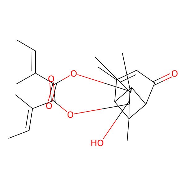 2D Structure of [3-Hydroxy-2,6,6,9-tetramethyl-5-(2-methylbut-2-enoyloxy)-11-oxo-4-tricyclo[5.4.0.02,8]undec-9-enyl] 2-methylbut-2-enoate