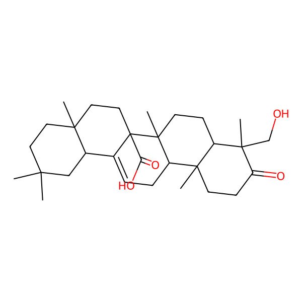 2D Structure of (4aR,6aR,6aR,6bR,8aR,9R,12aR,14bR)-9-(hydroxymethyl)-2,2,4a,6b,9,12a-hexamethyl-10-oxo-3,4,5,6,6a,7,8,8a,11,12,13,14b-dodecahydro-1H-picene-6a-carboxylic acid