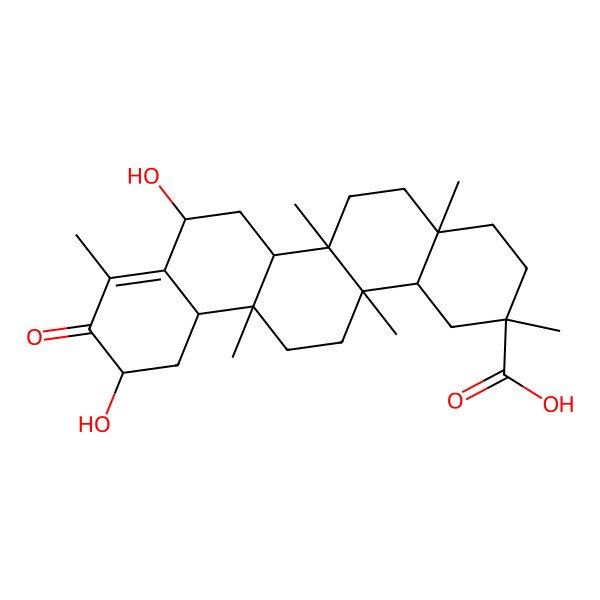 2D Structure of (2R,4aS,6aR,6aR,6bS,8R,11R,12aS,14aS,14bR)-8,11-dihydroxy-2,4a,6a,6a,9,14a-hexamethyl-10-oxo-1,3,4,5,6,6b,7,8,11,12,12a,13,14,14b-tetradecahydropicene-2-carboxylic acid 2D Structure of (2R,4aS,6aR,6aR,6bS,8R,11R,12aS,14aS,14bR)-8,11-dihydroxy-2,4a,6a,6a,9,14a-hexamethyl-10-oxo-1,3,4,5,6,6b,7,8,11,12,12a,13,14,14b-tetradecahydropicene-2-carboxylic acid