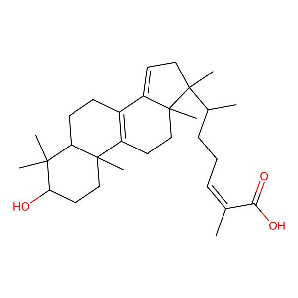 2D Structure of 6-(3-hydroxy-4,4,10,13,17-pentamethyl-2,3,5,6,7,11,12,16-octahydro-1H-cyclopenta[a]phenanthren-17-yl)-2-methylhept-2-enoic acid