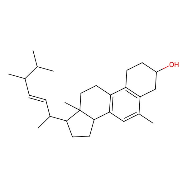 2D Structure of (3S,13R,14R,17R)-17-[(E,2R,5R)-5,6-dimethylhept-3-en-2-yl]-6,13-dimethyl-1,2,3,4,11,12,14,15,16,17-decahydrocyclopenta[a]phenanthren-3-ol