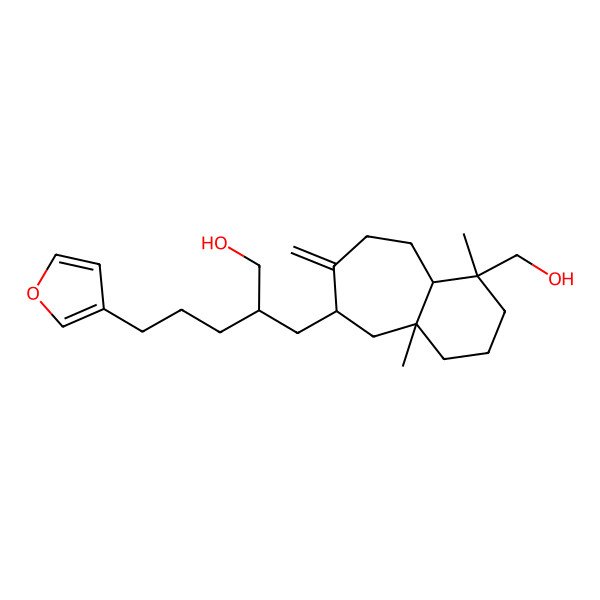 2D Structure of 5-(Furan-3-yl)-2-[[1-(hydroxymethyl)-1,4a-dimethyl-7-methylidene-2,3,4,5,6,8,9,9a-octahydrobenzo[7]annulen-6-yl]methyl]pentan-1-ol