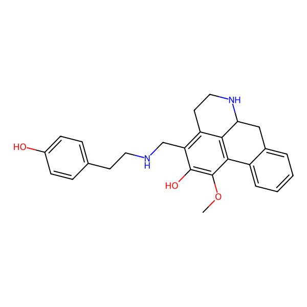 2D Structure of (6aR)-3-[[2-(4-hydroxyphenyl)ethylamino]methyl]-1-methoxy-5,6,6a,7-tetrahydro-4H-dibenzo[de,g]quinolin-2-ol