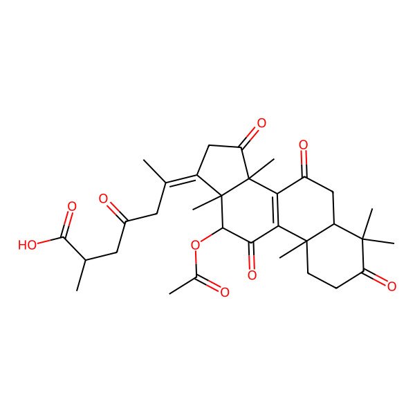 2D Structure of 6-(12-acetyloxy-4,4,10,13,14-pentamethyl-3,7,11,15-tetraoxo-2,5,6,12-tetrahydro-1H-cyclopenta[a]phenanthren-17-ylidene)-2-methyl-4-oxoheptanoic acid