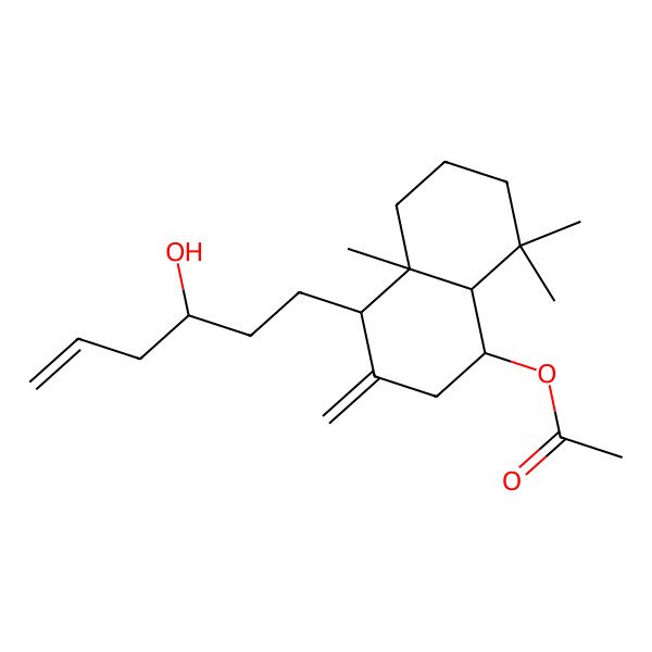 2D Structure of [(1S,4S,4aR,8aS)-4-[(3S)-3-hydroxyhex-5-enyl]-4a,8,8-trimethyl-3-methylidene-2,4,5,6,7,8a-hexahydro-1H-naphthalen-1-yl] acetate