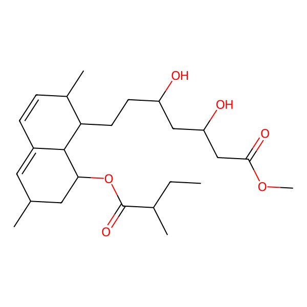 2D Structure of (1S,2S,4aR,6S,8-S,8aS,3'S,5'R,2''S)-methyl 1,2,4a,5,6,7,8,8a-octahydro-3',5'-dihydroxy-2,6-dimethyl-8-[(2-methyl-1-oxobutyl)oxy]-1-naphthaleneheptanoate