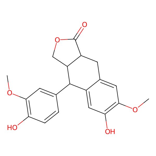 2D Structure of (3aR,9aR)-7-hydroxy-9-(4-hydroxy-3-methoxyphenyl)-6-methoxy-3a,4,9,9a-tetrahydro-1H-benzo[f][2]benzofuran-3-one