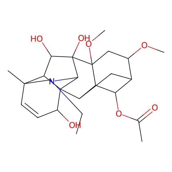 2D Structure of (11-Ethyl-9,16,18-trihydroxy-6,8-dimethoxy-13-methyl-11-azahexacyclo[7.7.2.12,5.01,10.03,8.013,17]nonadec-14-en-4-yl) acetate