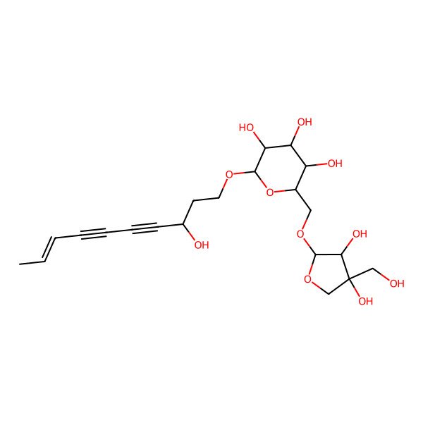 2D Structure of 2-[[3,4-Dihydroxy-4-(hydroxymethyl)oxolan-2-yl]oxymethyl]-6-(3-hydroxydec-8-en-4,6-diynoxy)oxane-3,4,5-triol