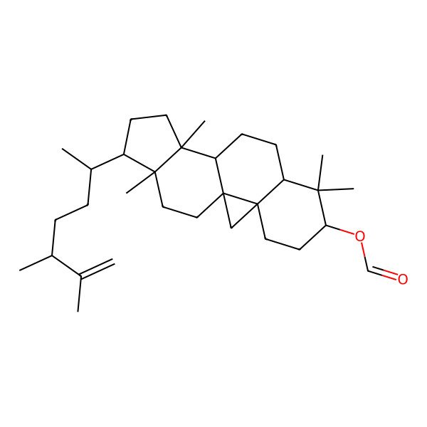 2D Structure of [(1S,3R,6S,12S,15R,16R)-15-[(2R,5S)-5,6-dimethylhept-6-en-2-yl]-7,7,12,16-tetramethyl-6-pentacyclo[9.7.0.01,3.03,8.012,16]octadecanyl] formate