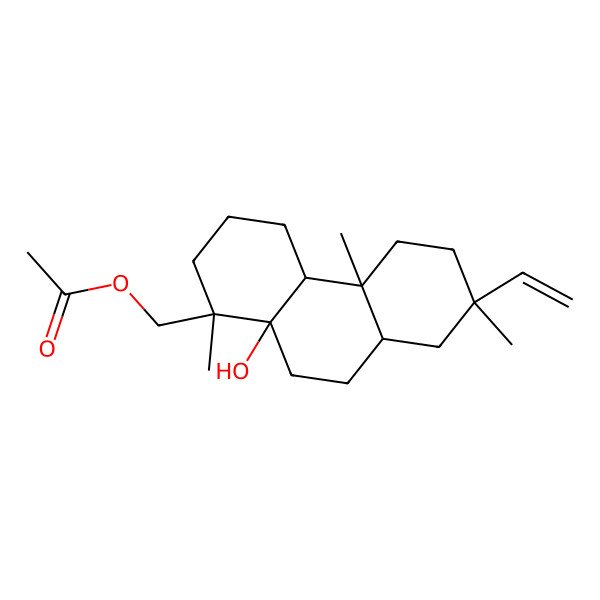 2D Structure of [(1R,4aS,4bR,7R,8aR,10aR)-7-ethenyl-10a-hydroxy-1,4b,7-trimethyl-2,3,4,4a,5,6,8,8a,9,10-decahydrophenanthren-1-yl]methyl acetate