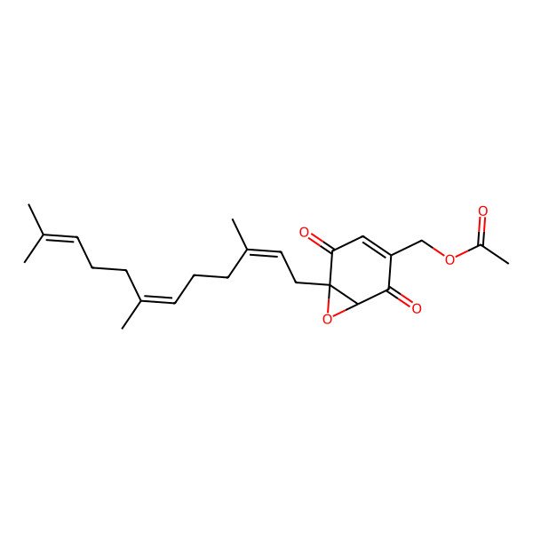 2D Structure of [2,5-Dioxo-6-(3,7,11-trimethyldodeca-2,6,10-trienyl)-7-oxabicyclo[4.1.0]hept-3-en-3-yl]methyl acetate