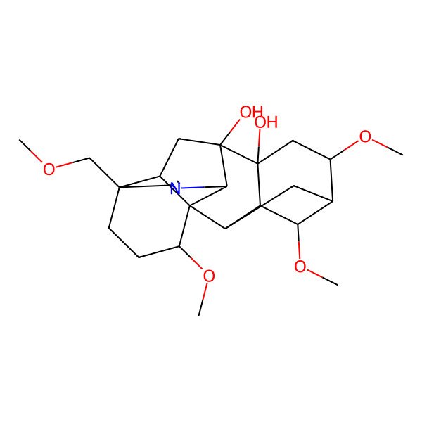 2D Structure of (1S,2R,3R,4S,8S,10S,13S,16S,17R)-4,6,16-trimethoxy-13-(methoxymethyl)-11-azahexacyclo[7.7.2.12,5.01,10.03,8.013,17]nonadec-11-ene-8,9-diol