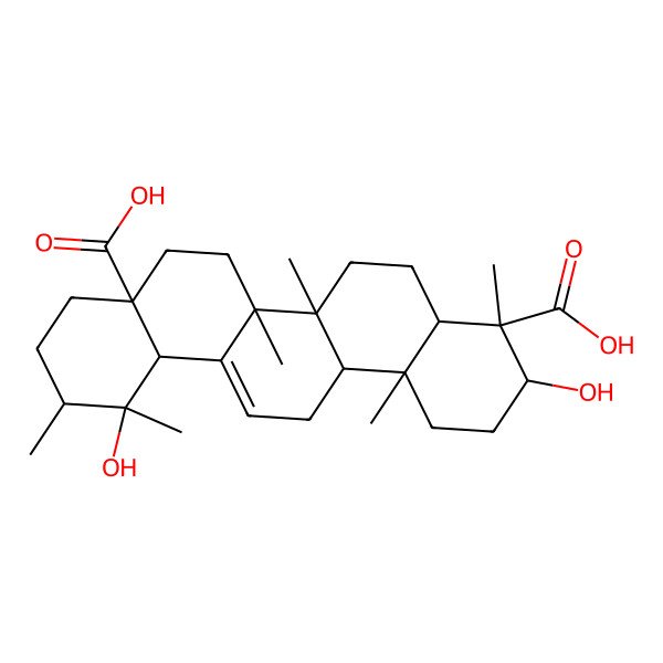 2D Structure of (3S,4S,4aR,6aR,6bS,8aS,11R,12R,12aS,14aR,14bR)-3,12-dihydroxy-4,6a,6b,11,12,14b-hexamethyl-1,2,3,4a,5,6,7,8,9,10,11,12a,14,14a-tetradecahydropicene-4,8a-dicarboxylic acid 2D Structure of (3S,4S,4aR,6aR,6bS,8aS,11R,12R,12aS,14aR,14bR)-3,12-dihydroxy-4,6a,6b,11,12,14b-hexamethyl-1,2,3,4a,5,6,7,8,9,10,11,12a,14,14a-tetradecahydropicene-4,8a-dicarboxylic acid