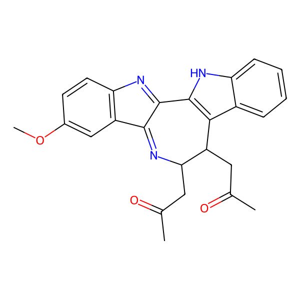 2D Structure of 1-[(12S,13R)-7-methoxy-12-(2-oxopropyl)-3,11,21-triazapentacyclo[12.7.0.02,10.04,9.015,20]henicosa-1(14),2,4(9),5,7,10,15,17,19-nonaen-13-yl]propan-2-one