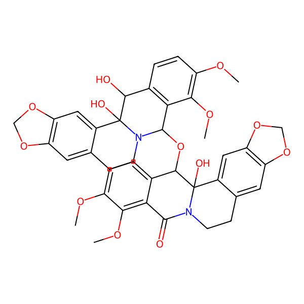 2D Structure of 21-[(1,21-Dihydroxy-16,17-dimethoxy-5,7-dioxa-13-azapentacyclo[11.8.0.02,10.04,8.015,20]henicosa-2,4(8),9,15(20),16,18-hexaen-14-yl)oxy]-1-hydroxy-16,17-dimethoxy-5,7-dioxa-13-azapentacyclo[11.8.0.02,10.04,8.015,20]henicosa-2,4(8),9,15(20),16,18-hexaen-14-one