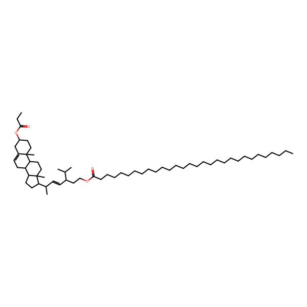 2D Structure of [6-(10,13-dimethyl-3-propanoyloxy-2,3,4,7,8,9,11,12,14,15,16,17-dodecahydro-1H-cyclopenta[a]phenanthren-17-yl)-3-propan-2-ylhept-4-enyl] triacontanoate