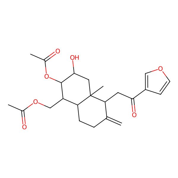 2D Structure of [(1R,2S,3R,4aR,5R,8aR)-2-acetyloxy-5-[2-(furan-3-yl)-2-oxoethyl]-3-hydroxy-4a-methyl-6-methylidene-1,2,3,4,5,7,8,8a-octahydronaphthalen-1-yl]methyl acetate