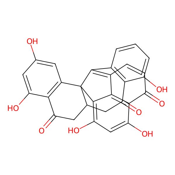 2D Structure of 5,7,15,26,28-Pentahydroxyheptacyclo[19.7.1.02,11.02,20.03,8.014,19.025,29]nonacosa-1(28),3(8),4,6,14(19),15,17,20,22,25(29),26-undecaene-9,13,24-trione
