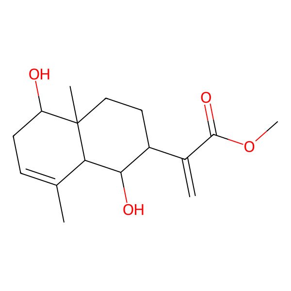 2D Structure of methyl 2-[(1S,2S,4aR,5S,8aS)-1,5-dihydroxy-4a,8-dimethyl-2,3,4,5,6,8a-hexahydro-1H-naphthalen-2-yl]prop-2-enoate