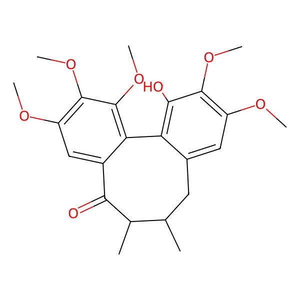 2D Structure of 16-Hydroxy-3,4,5,14,15-pentamethoxy-9,10-dimethyltricyclo[10.4.0.02,7]hexadeca-1(16),2,4,6,12,14-hexaen-8-one