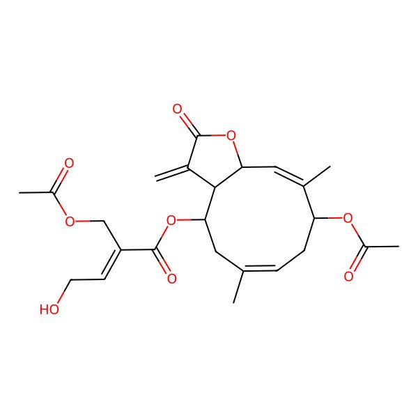 2D Structure of (9-Acetyloxy-6,10-dimethyl-3-methylidene-2-oxo-3a,4,5,8,9,11a-hexahydrocyclodeca[b]furan-4-yl) 2-(acetyloxymethyl)-4-hydroxybut-2-enoate