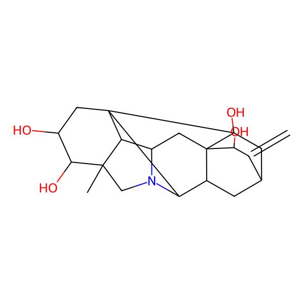 2D Structure of (1R,3R,4R,5R,8R,9S,11S,13R,14S,16S,17R,18R)-5-methyl-12-methylidene-7-azaheptacyclo[9.6.2.01,8.05,17.07,16.09,14.014,18]nonadecane-3,4,13,18-tetrol