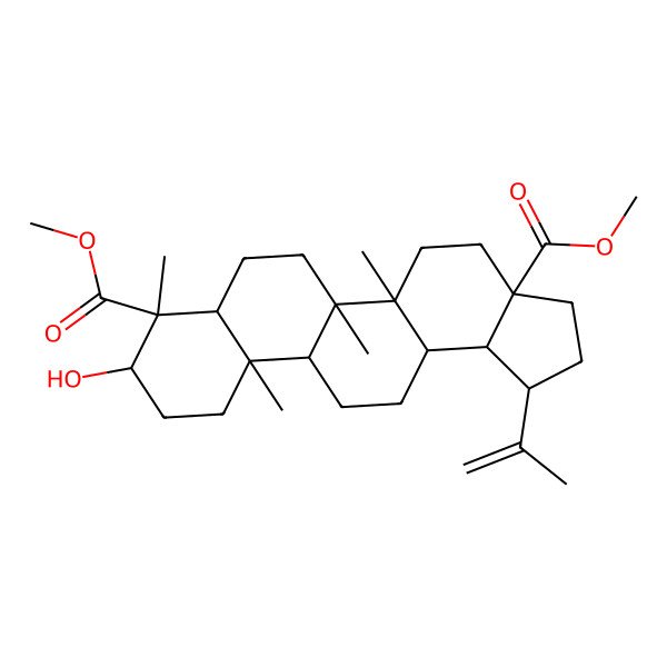 2D Structure of Dimethyl 9-hydroxy-5a,5b,8,11a-tetramethyl-1-prop-1-en-2-yl-1,2,3,4,5,6,7,7a,9,10,11,11b,12,13,13a,13b-hexadecahydrocyclopenta[a]chrysene-3a,8-dicarboxylate