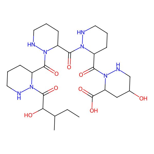 2D Structure of 5-Hydroxy-2-[2-[2-[2-(2-hydroxy-3-methylpentanoyl)diazinane-3-carbonyl]diazinane-3-carbonyl]diazinane-3-carbonyl]diazinane-3-carboxylic acid