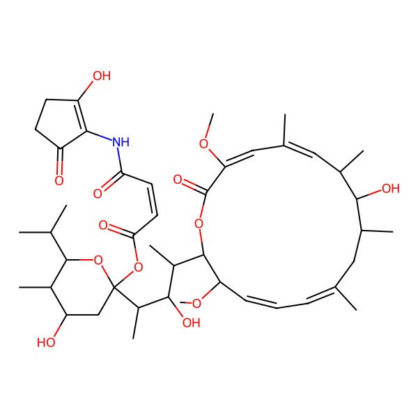 2D Structure of [(2R,4S,5R,6S)-4-hydroxy-2-[(2S,3R,4S)-3-hydroxy-4-[(3S,4E,6E,9S,10R,11R,12E,14E)-10-hydroxy-3,15-dimethoxy-7,9,11,13-tetramethyl-16-oxo-1-oxacyclohexadeca-4,6,12,14-tetraen-2-yl]pentan-2-yl]-5-methyl-6-propan-2-yloxan-2-yl] (E)-4-[(2-hydroxy-5-oxocyclopenten-1-yl)amino]-4-oxobut-2-enoate