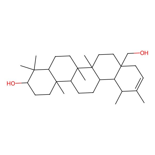 2D Structure of 8a-(hydroxymethyl)-4,4,6a,6b,11,12,14b-heptamethyl-2,3,4a,5,6,6a,7,8,9,12,12a,13,14,14a-tetradecahydro-1H-picen-3-ol