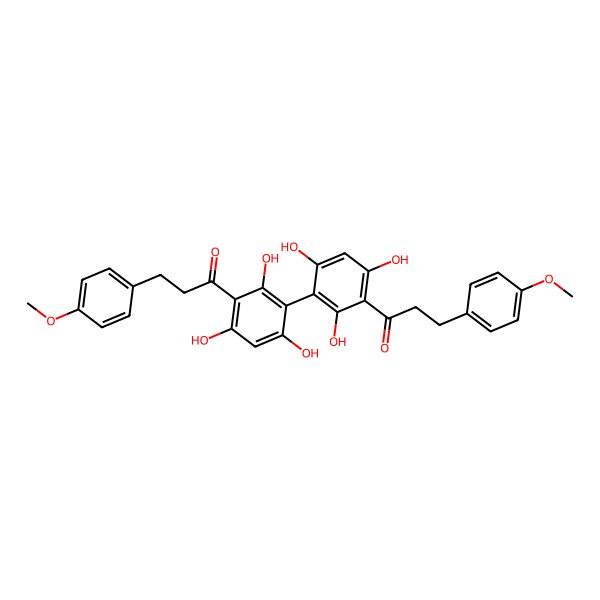 2D Structure of 3-(4-Methoxyphenyl)-1-[2,4,6-trihydroxy-3-[2,4,6-trihydroxy-3-[3-(4-methoxyphenyl)propanoyl]phenyl]phenyl]propan-1-one
