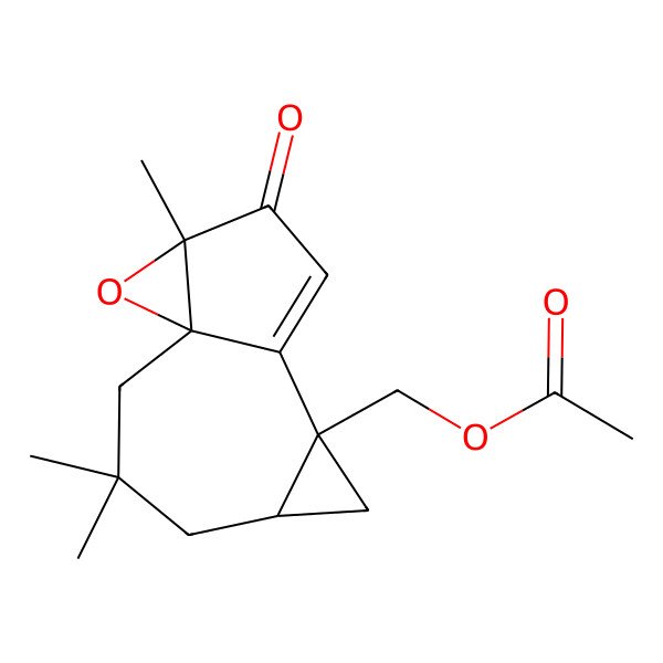 2D Structure of [(1S,5S,7S,11S)-3,3,11-trimethyl-10-oxo-12-oxatetracyclo[6.4.0.01,11.05,7]dodec-8-en-7-yl]methyl acetate