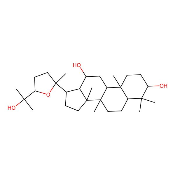 2D Structure of (3R,5R,8R,9R,10R,12R,13S,14R,17S)-17-[(2S,5R)-5-(2-hydroxypropan-2-yl)-2-methyloxolan-2-yl]-4,4,8,10,14-pentamethyl-2,3,5,6,7,9,11,12,13,15,16,17-dodecahydro-1H-cyclopenta[a]phenanthrene-3,12-diol