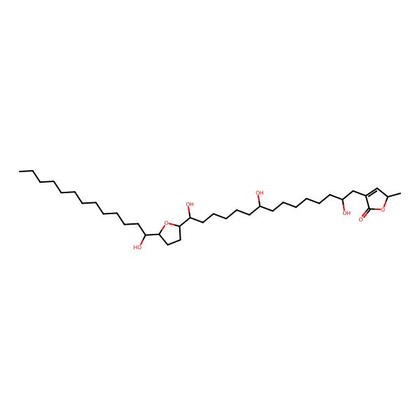 2D Structure of (2S)-2-methyl-4-[(2R,9R,15R)-2,9,15-trihydroxy-15-[(2R,5S)-5-[(1S)-1-hydroxytridecyl]oxolan-2-yl]pentadecyl]-2H-furan-5-one