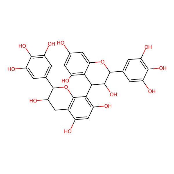 2D Structure of (2R,3S)-2-(3,4,5-trihydroxyphenyl)-8-[(2R,3R,4S)-3,5,7-trihydroxy-2-(3,4,5-trihydroxyphenyl)-3,4-dihydro-2H-chromen-4-yl]-3,4-dihydro-2H-chromene-3,5,7-triol