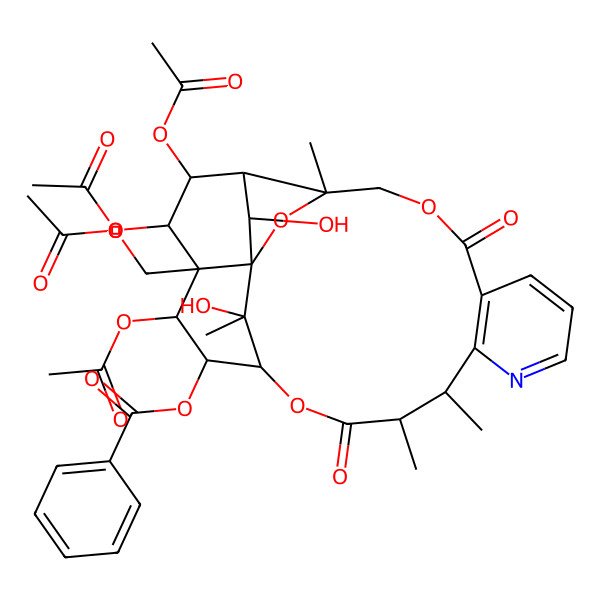 2D Structure of [(1S,3R,13S,14S,17S,18R,19R,20R,21S,22R,23S,24R,25S)-19,21,22-triacetyloxy-20-(acetyloxymethyl)-24,25-dihydroxy-3,13,14,25-tetramethyl-6,15-dioxo-2,5,16-trioxa-11-azapentacyclo[15.7.1.01,20.03,23.07,12]pentacosa-7(12),8,10-trien-18-yl] benzoate