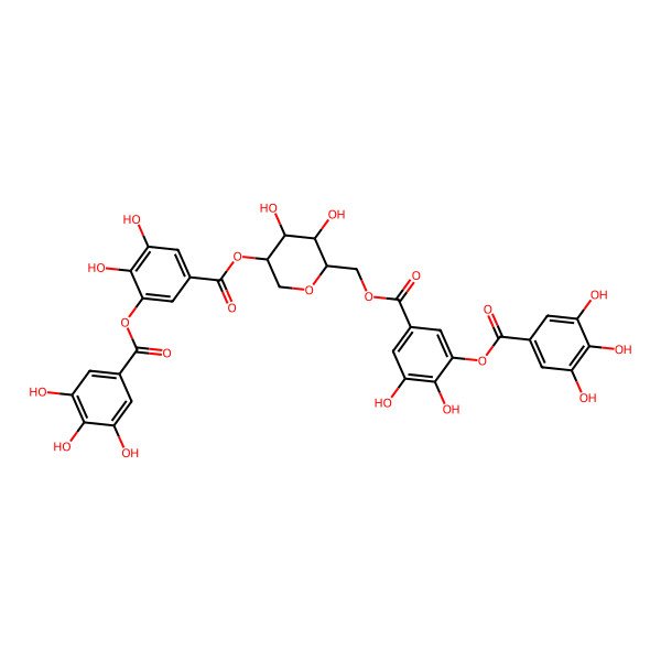 2D Structure of [5-[[(2R,3S,4S,5S)-5-[3,4-dihydroxy-5-(3,4,5-trihydroxybenzoyl)oxybenzoyl]oxy-3,4-dihydroxyoxan-2-yl]methoxycarbonyl]-2,3-dihydroxyphenyl] 3,4,5-trihydroxybenzoate