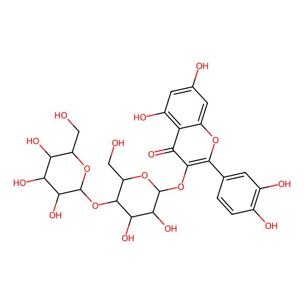 2D Structure of 3-[(2S,3R,4R,5S,6S)-3,4-dihydroxy-6-(hydroxymethyl)-5-[(2S,3R,4S,5S,6R)-3,4,5-trihydroxy-6-(hydroxymethyl)oxan-2-yl]oxyoxan-2-yl]oxy-2-(3,4-dihydroxyphenyl)-5,7-dihydroxychromen-4-one